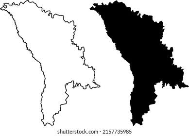Basis silhouettes on white background. Map of Moldova