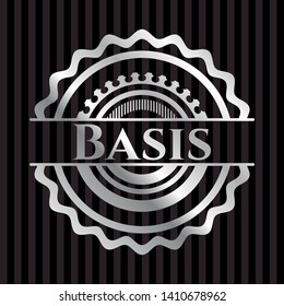 Basis silver badge. Vector Illustration. Mosaic.