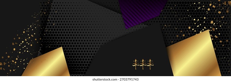 Basis for a Wedding or Christmas gold elements dots circles and lines design black background abstract shiny color golden
