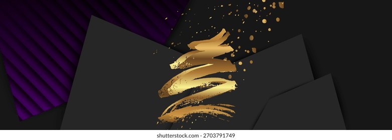 Base para una Boda o Navidades Elementos dorados puntos círculos y líneas diseño fondo negro abstracto color brillante dorado