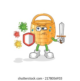 the basket against viruses cartoon. cartoon mascot vector