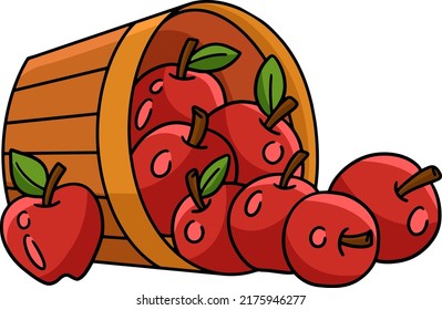 Basket Of Apple Fruit Cartoon Colored Clipart 