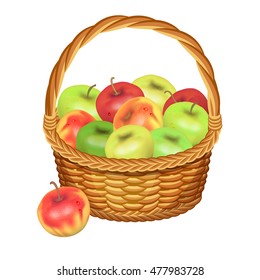 Empty Full Basket Apples Concept Children Stock Vector (Royalty Free ...