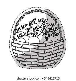basket with apples  icon over white background. vector illustration