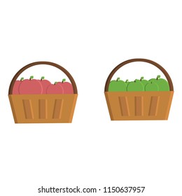 Basket with apples on a white background