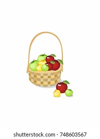 Basket with apples on a white background