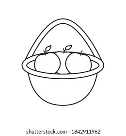 basket with apples over white background, line style, vector illustration
