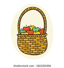 Cesta de manzanas. Ilustración del vector