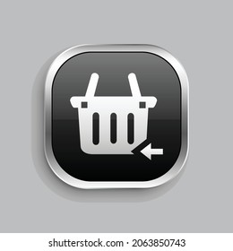 basket arrow left icon design. Glossy Button style rounded rectangle isolated on gray background.. Vector illustration
