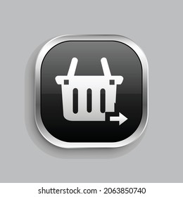 basket arrow right icon design. Glossy Button style rounded rectangle isolated on gray background.. Vector illustration