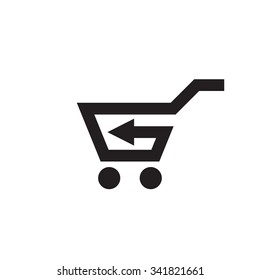 Basket with arrow - vector icon concept illustration. Shopping cart symbol. Trolley sign. Design element. 