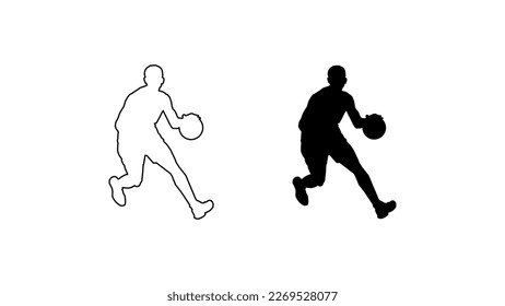 Basket athletes isolated vector silhouette.