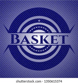 Basket badge with denim texture