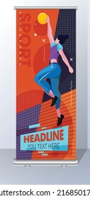 Basket ball banner roll up shape colorful design