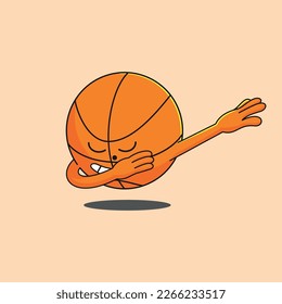 Basket Ball Cartoon Mascot Character Makes a Dab Movement. Isolated background vector illustration