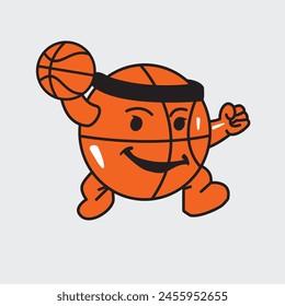 Basket Ball Cartoon Vector Icon Illustration. Animal Sport Icon Concept Isolated Premium Vector. Flat Cartoon Style