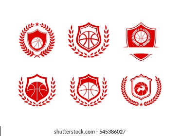 Basket Ball Class Logo Set template. red color. vector illustrator eps.10