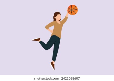 Basketballkonzept. Farbige, flache Vektorgrafik einzeln.
