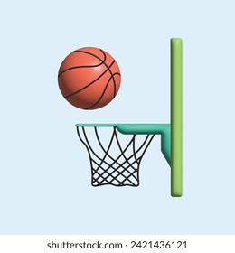 Basket ball concept. Realistic 3d object cartoon style.