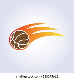 Basket ball With Fire Logo