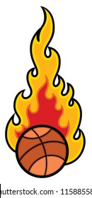 Basket Ball with Flames Vector