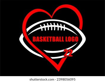 Basket Ball Heart Vector Logo