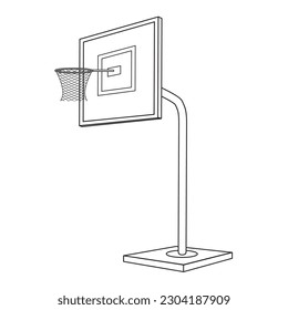 ilustración vectorial de la línea del aro de bola de cemento, aislada en fondo blanco, vista superior