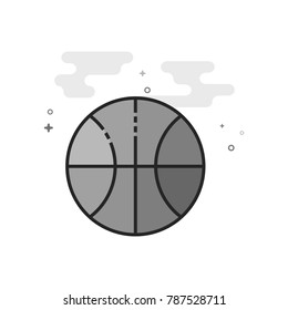 Basket ball icon in flat outlined grayscale style. Vector illustration.