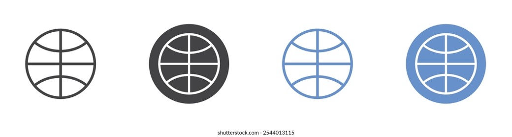 Basket ball icon Flat set in black and white color