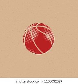 Basket ball icon in halftone style. Grunge background vector illustration.
