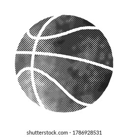 Basket ball icon in halftone style. Black and white monochrome vector illustration.