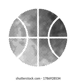 Basket ball icon in halftone style. Black and white monochrome vector illustration.