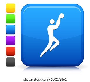 Basket Ball Icon on Square Internet Button Collection