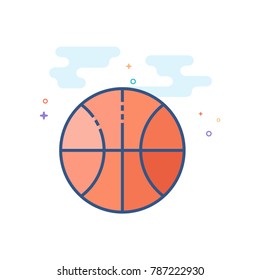 Basket ball icon in outlined flat color style. Vector illustration.