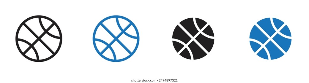 Basket ball icon set illustration vector with thin stroke
