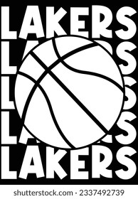 Basket ball Lakers vector art design, eps file. design file for t-shirt. SVG, EPS cuttable design file