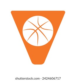 Basket Ball Logo combine with letter V vector template