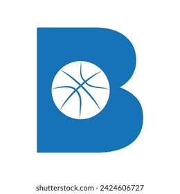 Basket Ball Logo combine with letter B vector template