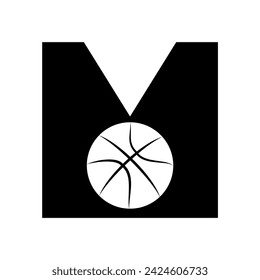 Basket Ball Logo combine with letter M vector template