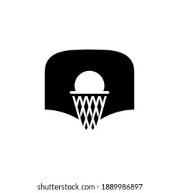 Basket Ball Logo Net and Ball in simple Negative Space Symbol