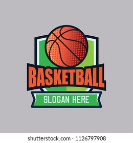 basket ball logo with text space for your slogan / tag line, vector illustration