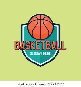 basket ball logo with text space for your slogan / tag line, vector illustration