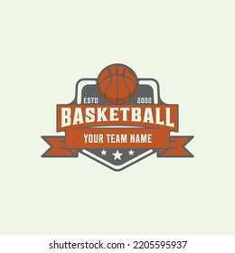 basket ball logo vintage illustration minimalist design sport icon creative