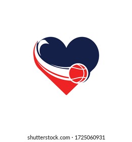 Basket ball love logo design. Basketball club logo design template.