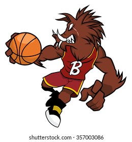 Basket Ball Mascot - Brown Boar