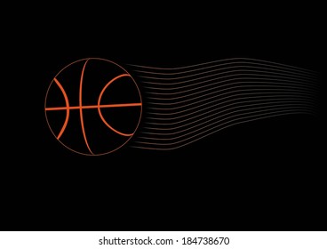 Basket ball on black background