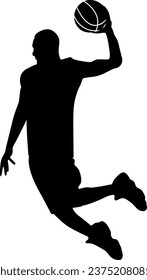 basket ball played by a man silhouette