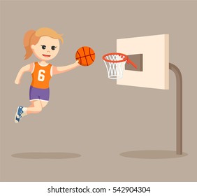 Basket Ball Player Girl Jumping