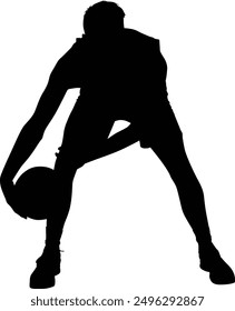 Basket ball player silhouette on vector illustration. Icon, vector, logo, Player.