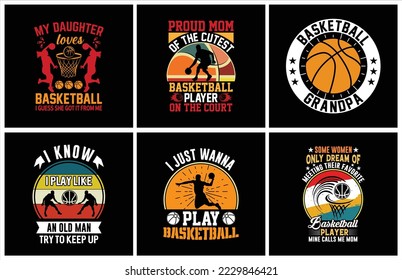Basket ball print design bundle for print on demand and t shirt